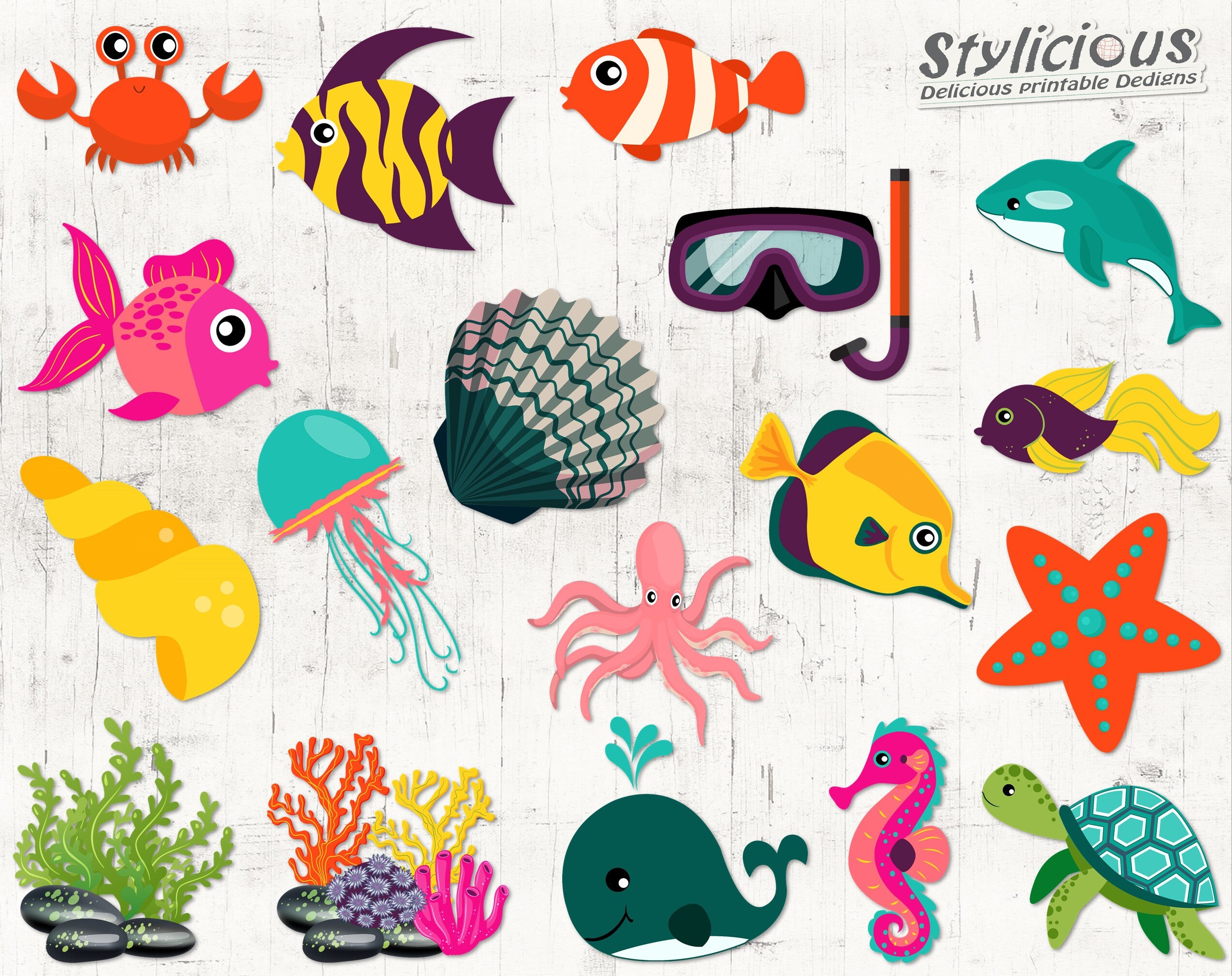 Under The Sea Sea Life Sea World Ocean Clipart Set Etsy Israel