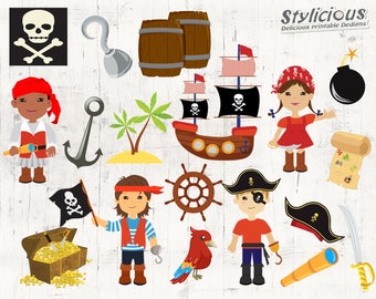 Pirates Clipart Images- Digital Scrapbook Kit - Scrapbooking embellishment - Party Printables - Instant Download
