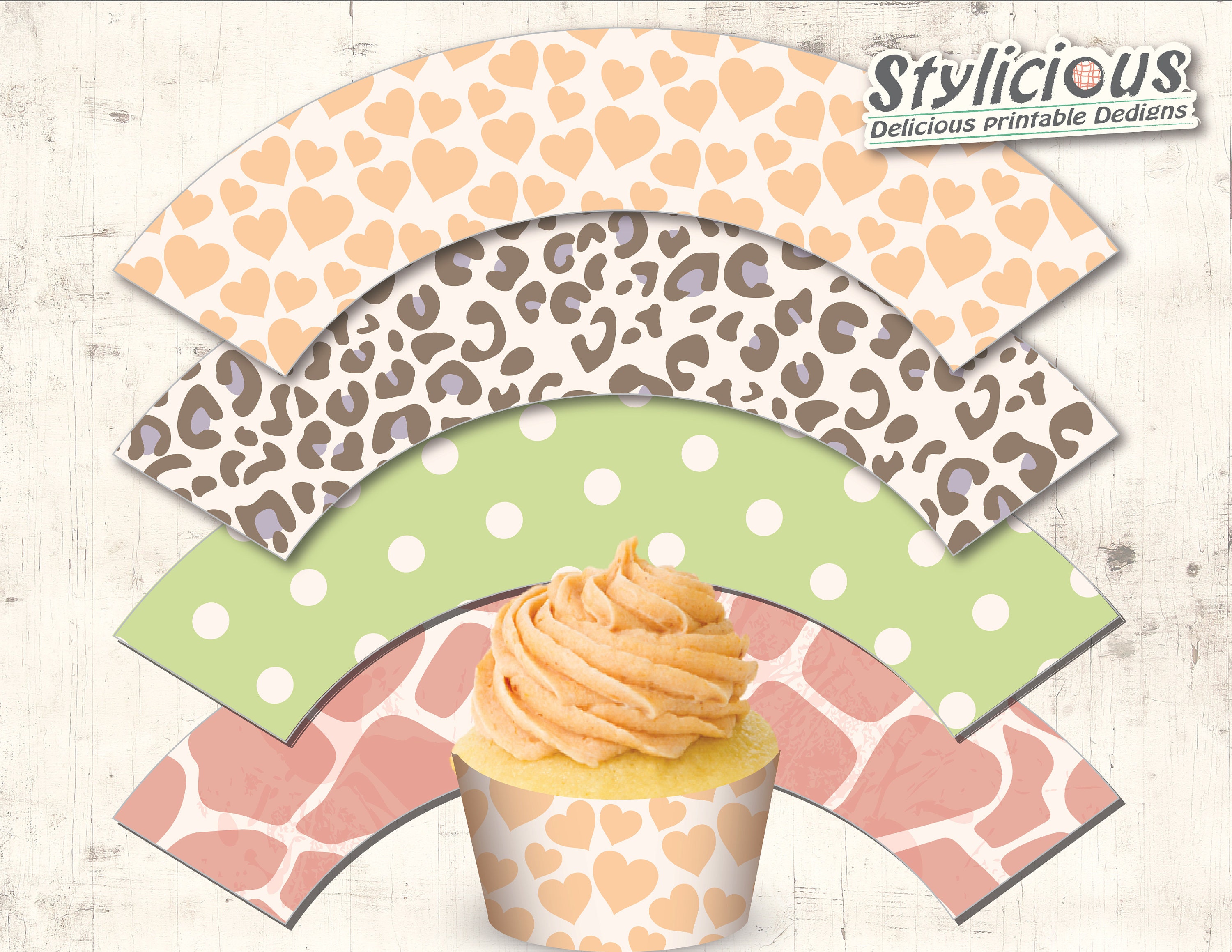 Jungle Safari Zoo Animals Cupcake Wrappers Toddler baby Girl Printable party decoration Instant Download