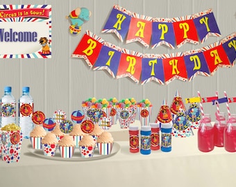 Instant Download Circus Birthday Party theme DIY Package - Carnival Party Printable Decorations