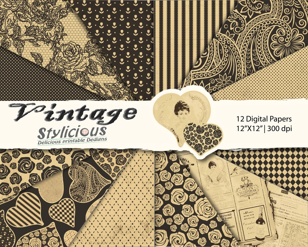 Vintage Pattern Digital Paper Pack - Antique Style Printable Paper ...