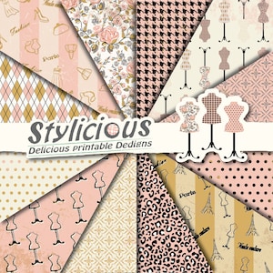 Fashion Pattern Digital Paper Pack - Fashion Printable Paper - Scrapbooking Paper - Digital Collage Sheets -  Instant Download