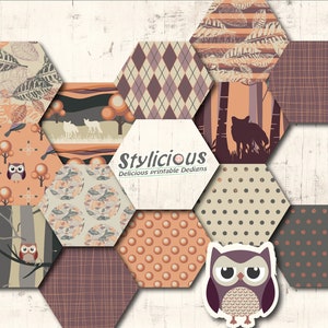 Forest in the Fall Digital Paper Pack - Forest Animals Imprimable Paper Pack - Autumn Leaves Scrapbooking paper - Téléchargement instantané