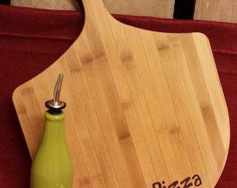 Personalized Bamboo Pizza Cutting Board; Laser Engraved; Customized Wedding Gift; Anniversary Gift; Housewarming Gift; Christmas Gift