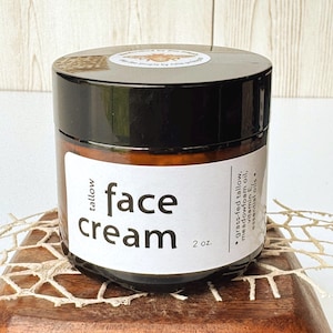 Tallow Face Cream: Grass-Fed Beef Tallow, Meadowfoam Oil - 2 oz