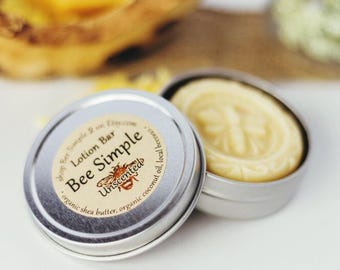 Unscented Solid Lotion Bar with Shea Butter & Beeswax | Zero Waste Travel Tin | Sensitive Skin Relief