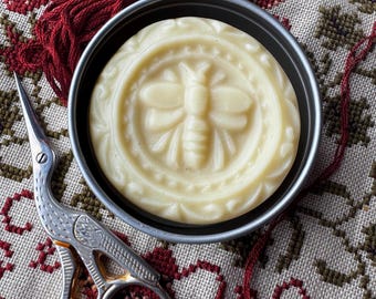 Natural Beeswax Lotion Bar - Lavender Vanilla Scents for Stitchers Knitters Sensitive Skin Travel Care