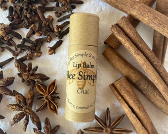Chai Lip Balm Beeswax Shea Butter Coconut Oil Essential Oils Cardboard Tube