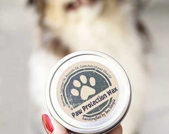 Organic Dog Paw Balm & Nose Protection Wax, Natural Pet Care Gift Tin, Moisturizing Healing Salve for Dry Cracked Pads