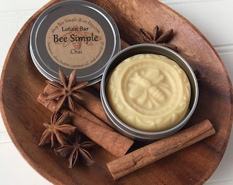 Chai Spice Solid Lotion Bar in Tin- Natural Moisturizer for Dry Skin Routine Gift