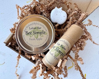 Teacher Appreciation Gift Box, Lotion Bar, Lip Balm, Apple Magnet