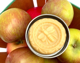 Fresh Apple Solid Lotion Bar in Tin:  Beeswax, Shea Butter, Coconut Oil, All Natural