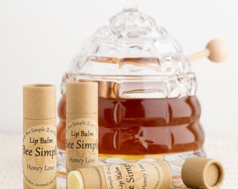 Natural Honey Scent Lip Balm- Beeswax Chapstick Dog Walker Gift Skincare Beauty
