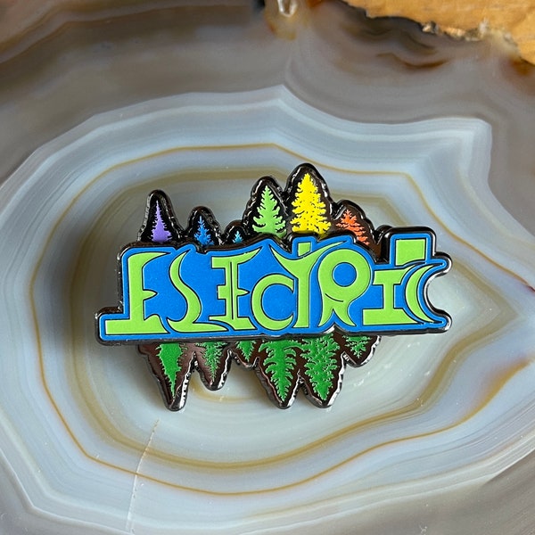 Electric Forest Ambigram Spinner hat pin