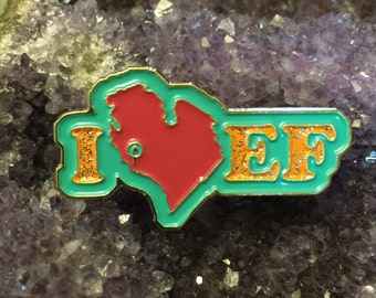 I Heart Electric Forest "I Heart EF" Michigan Teal/red/orange Glitter Hat Pin