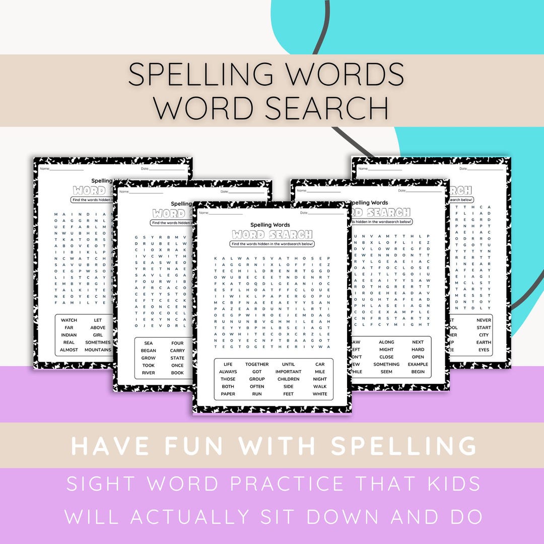 Flash Spell Fry Sight Words Word Search Pack | 3rd Grade Spelling Practice | 5 ...