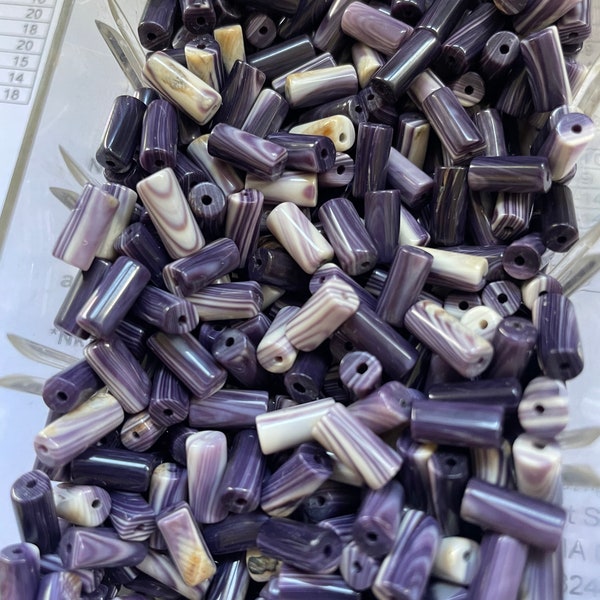 5007 One 10x5mm wampum quahog tube bead