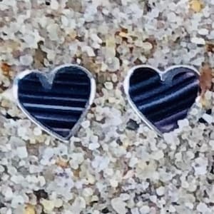 E1006 Heart sterling silver stud wampum quahog shell earrings E1002