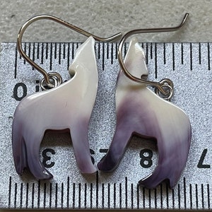 E3163 Wolf earrings wampum quahog sterling silver
