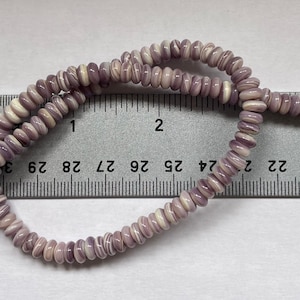 Pale rondell quahog wampum beads 16” 6x3mm