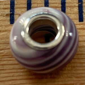 Sterling silver inlay wampum quahog shell bead for bracelet 1/2”