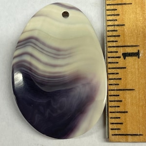 P3001 Free form large wampum quahog pendant sterling silver