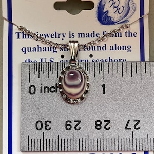 P246 Oval wampum pendant costume jewelry purple quahog shell