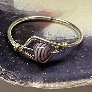R1042 Sterling Silver Wampum Quahog bead ring
