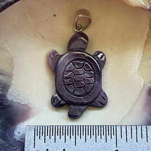 P3338 Turtle wampum pendant sterling silver