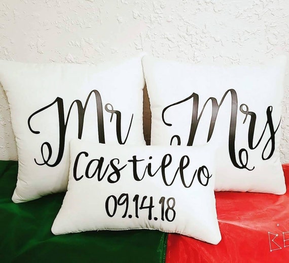 Wedding Pillows Couple S Initials Vinyl Letters Etsy