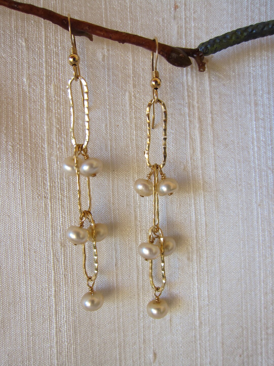 Champagne Pearl 14K Gold Filled Handmade Earrings - Etsy