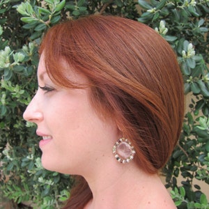 Rose Quartz, Tourmaline and Pearl 14K Rose Gold Filled Handmade Earrings image 1
