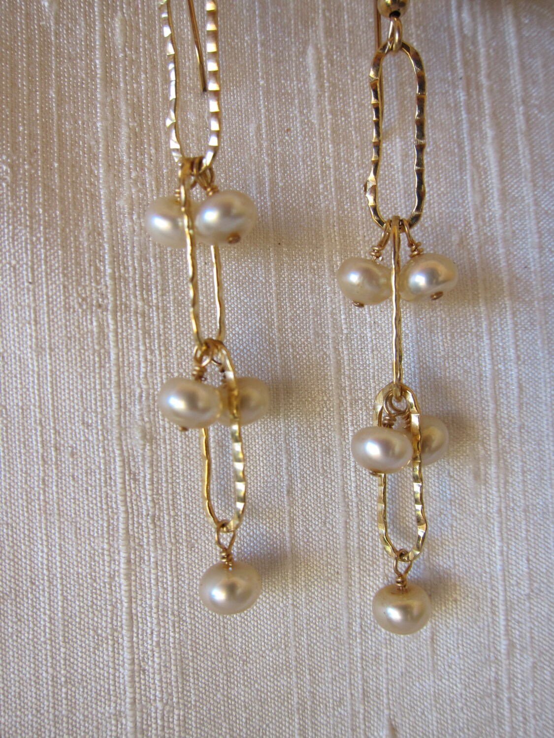 Champagne Pearl 14K Gold Filled Handmade Earrings - Etsy