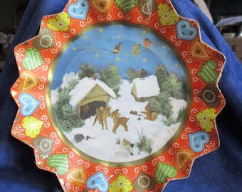 Christkindl Round Cookie Tray - Germany - Vintage Christmas Graphics