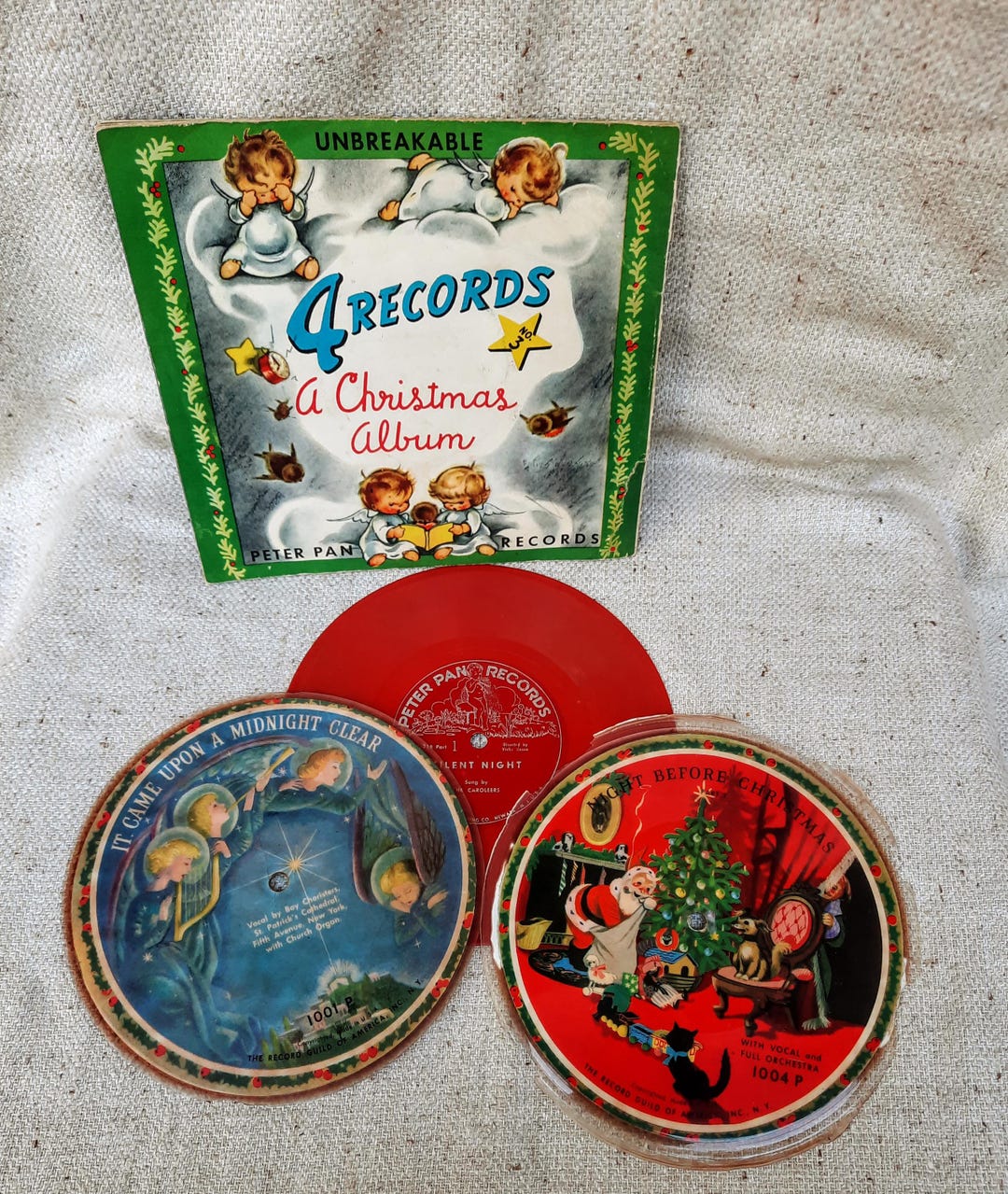 Vintage 1950s Children's Christmas Album of Records. There Are Three