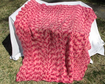 Perfect for Barbie Vintage Hand Knit Wool Afghan - 1960's Op Art Pattern - Barbie Pink Style - Full Size - Mid-Century Modern -Pinkalicious