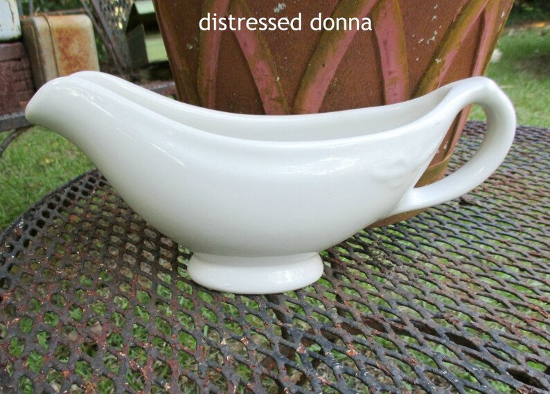 Hall White Ironstone Gravy Boat With Wheat in Circle Detail Etsy