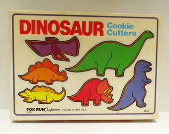 Vintage Metal Dinosaur Cookie Cutters Set by Fox Run Craftsmen Co. 1985 - New Old Stock