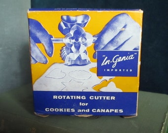 Vintage 1950s La Genia Rotating Cutter Set for Cookies,Canapes, Clay - Imported Kitchen Implement in Original Box - Kitchenware collectible
