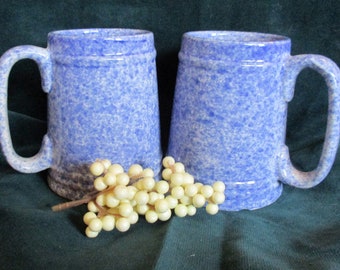 Vintage Blue Splatter Ware Mugs - Set of 2 -Circa 1980's - Cottage - Farmhouse - Housewarming gift