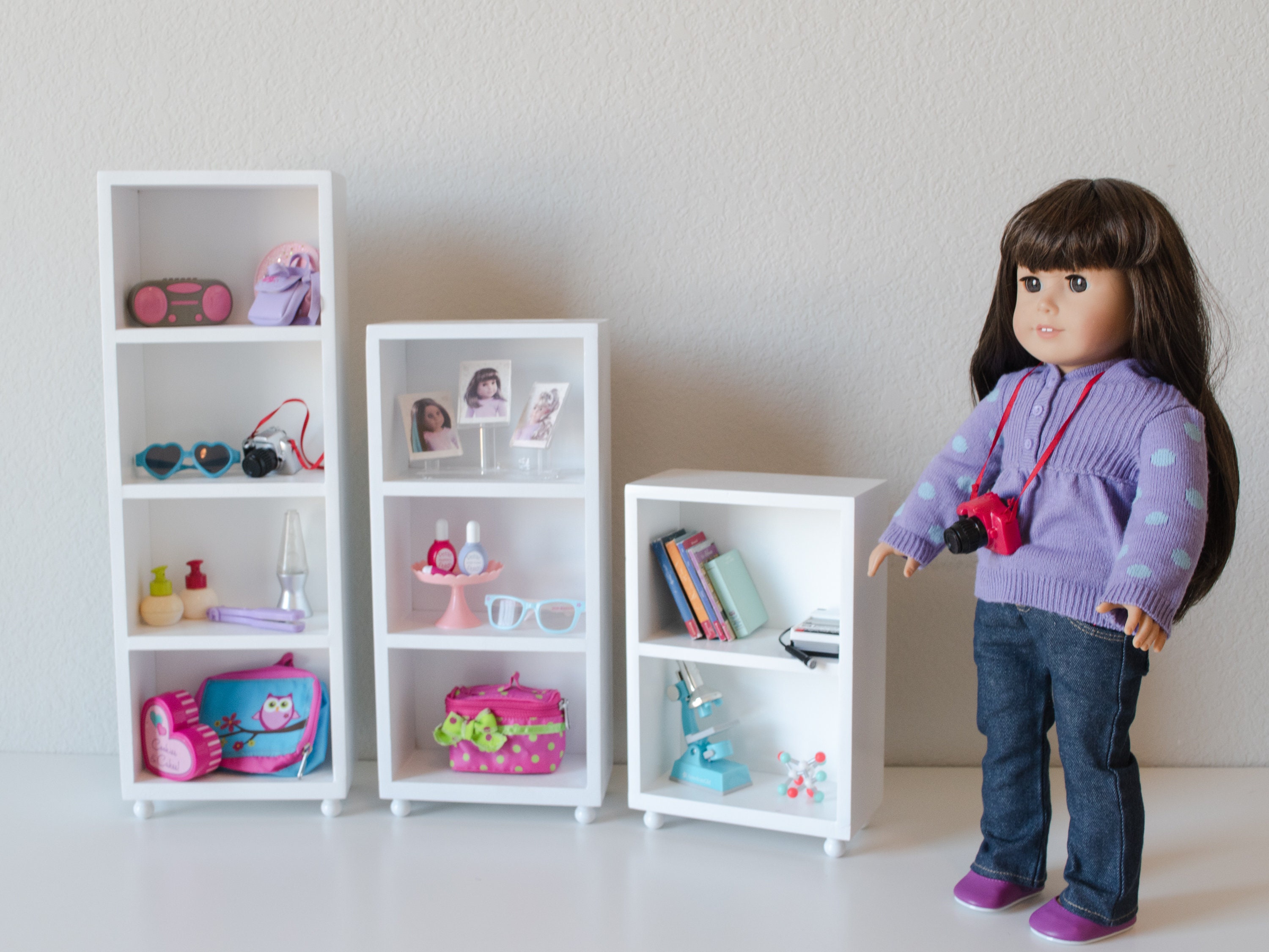 Girls Dolls House Bookcase WODENY Wooden Dollhouse Bookcase 3-Tier