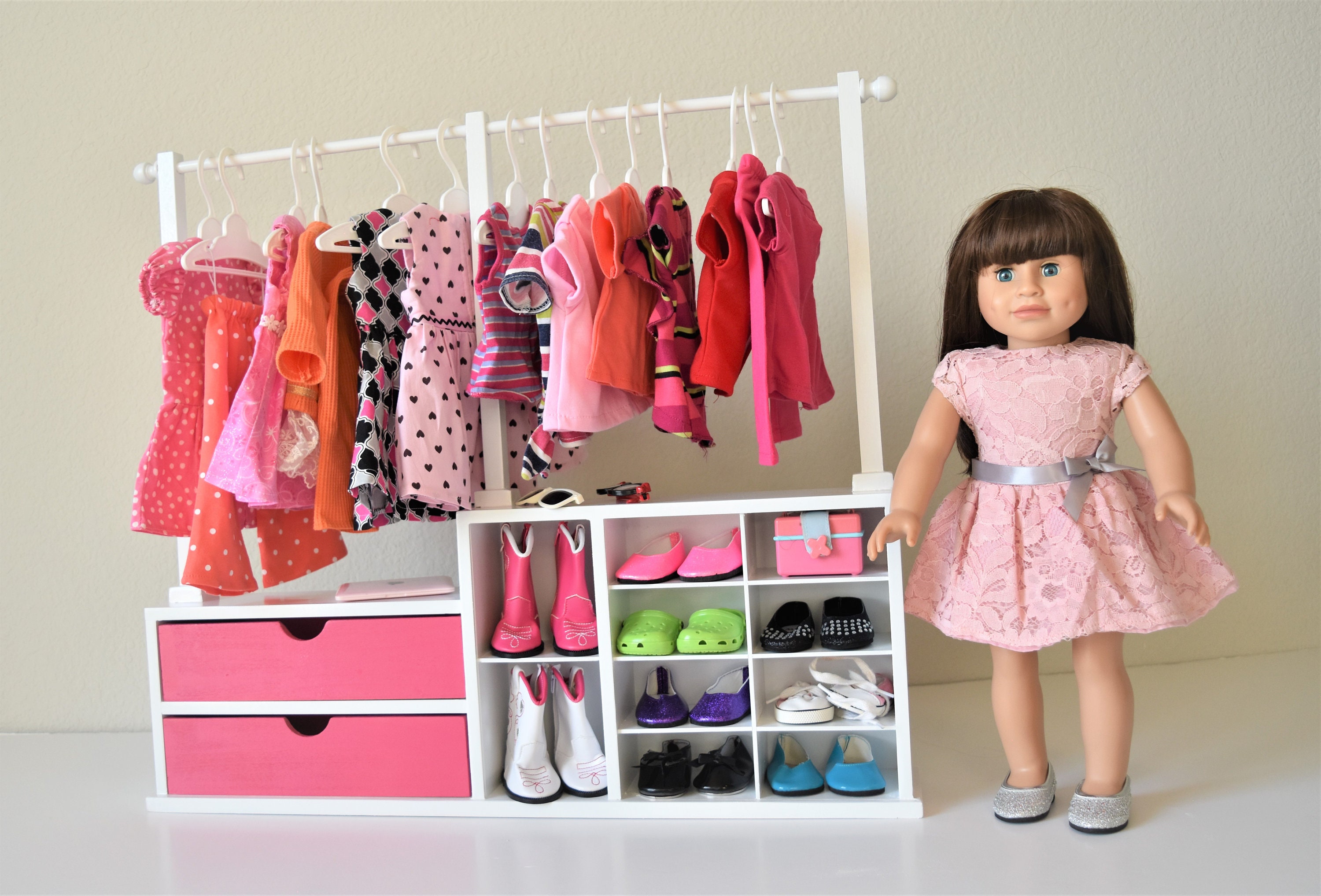 5 White Hangers For American Girl Doll & 18" Doll Clothing Tops and