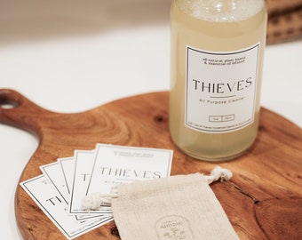 Thieves All-Purpose Cleaner - 5 PACK of Labels | Modern Vinyl Design | Young Living | Waterproof Stickers | Simply Rooted Design Co.