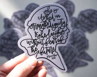 Proverbs 31 Vinyl Sticker: Strength & Dignity, Waterproof Matte Decal