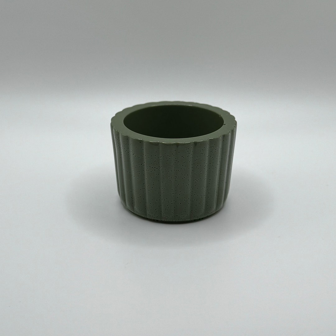 Meadow Green Tea Light Candle Holder With Ridges Etsy
