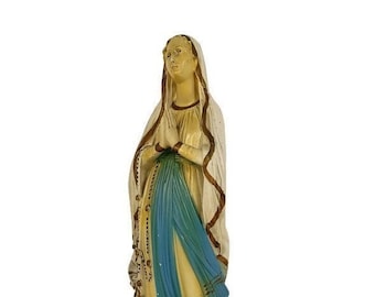 Large Monastry Chapel Statue Virgin Mary Madonna Our Lady of Lourdes  Plaster France