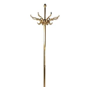 Standing Hall Tree Coat Hallway Rack Black Metal base brass Heavy funky vintage