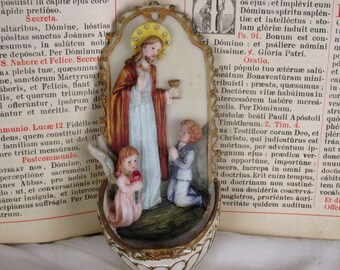 Vintage Holy Water Font Resin Jesus Christ Angel Little Boy Wall Hanging Lovely