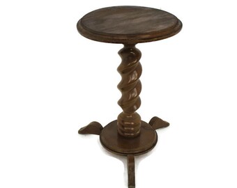 Barley Twist Wooden Tripod Side Display Bonsai Flower Table Pedestal Plant Stand 20.47