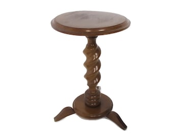 Barley Twist Wooden Tripod Side Display Bonsai Flower Table Pedestal Plant Stand 20.47